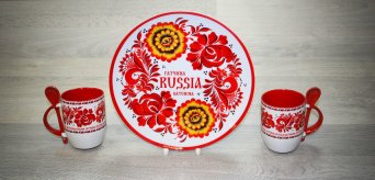 Тарелки и кружки в русском стиле. Санкт-Петербург. Сублимационная печать. Бюджетная альтернатива сувенирам ручной работы Тарелка керамическая Россия Гатчина холома